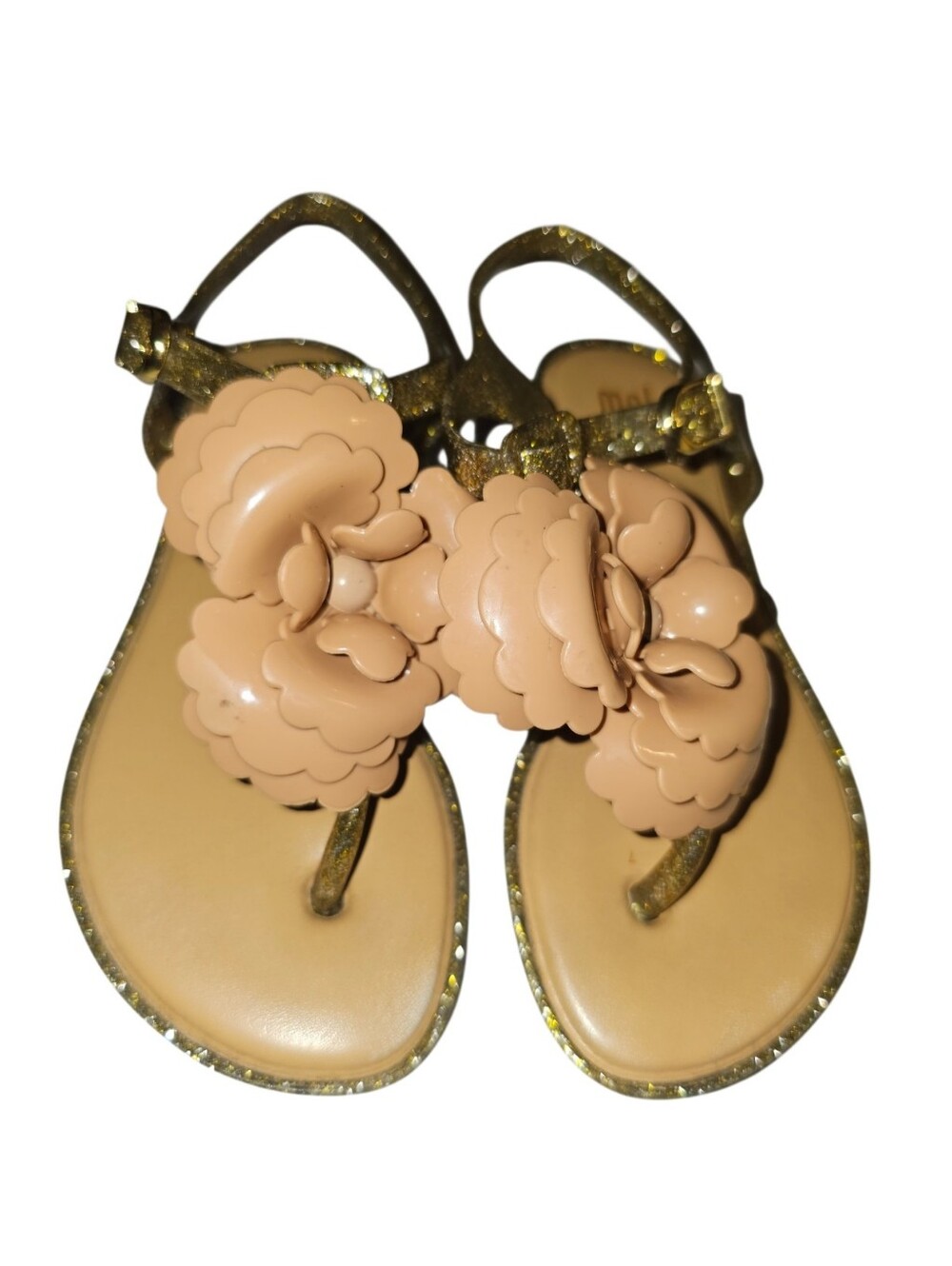 Mel By Melissa Flower Applique Tan Jelly Sandals